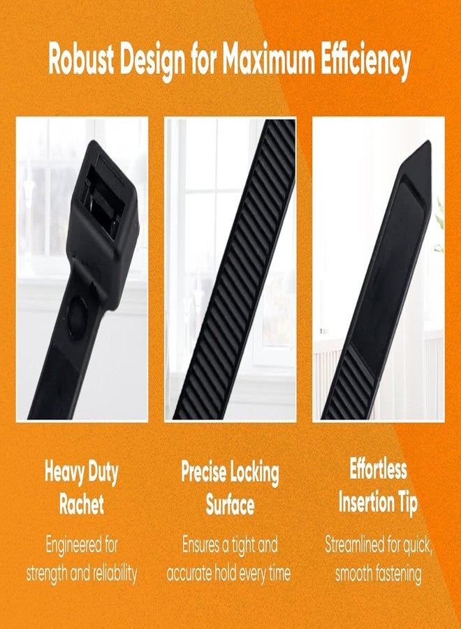 SCHOFIC Cable Zip Ties Heavy Duty 200 MM, Ultra Strong Plastic [POLYAMIDE] Wire Ties with 49 Pounds Tensile Strength, Nylon Tie Wraps with 4.8 MM Width UV Resistant & Halogen free Material -BLACK (25) - Image 5